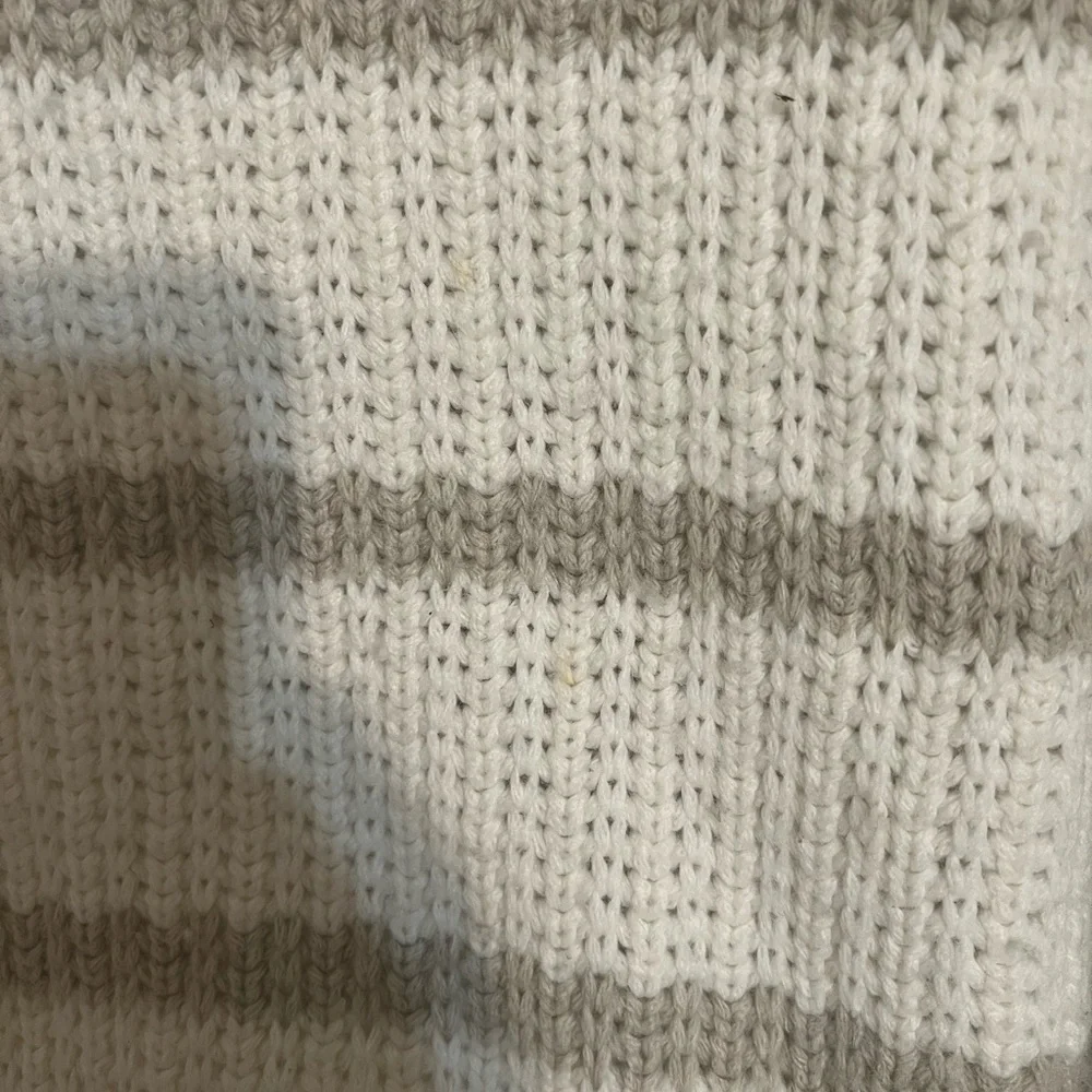 Madewell Ester Fringe Stripe Sweater Cream Size Large Marino Wool Blend